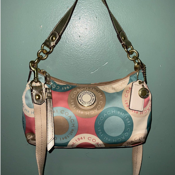 Coach Rare Snaphead Multicolor Satin Signature Print Leather Trim CrossBody Bag - Picture 15 of 15